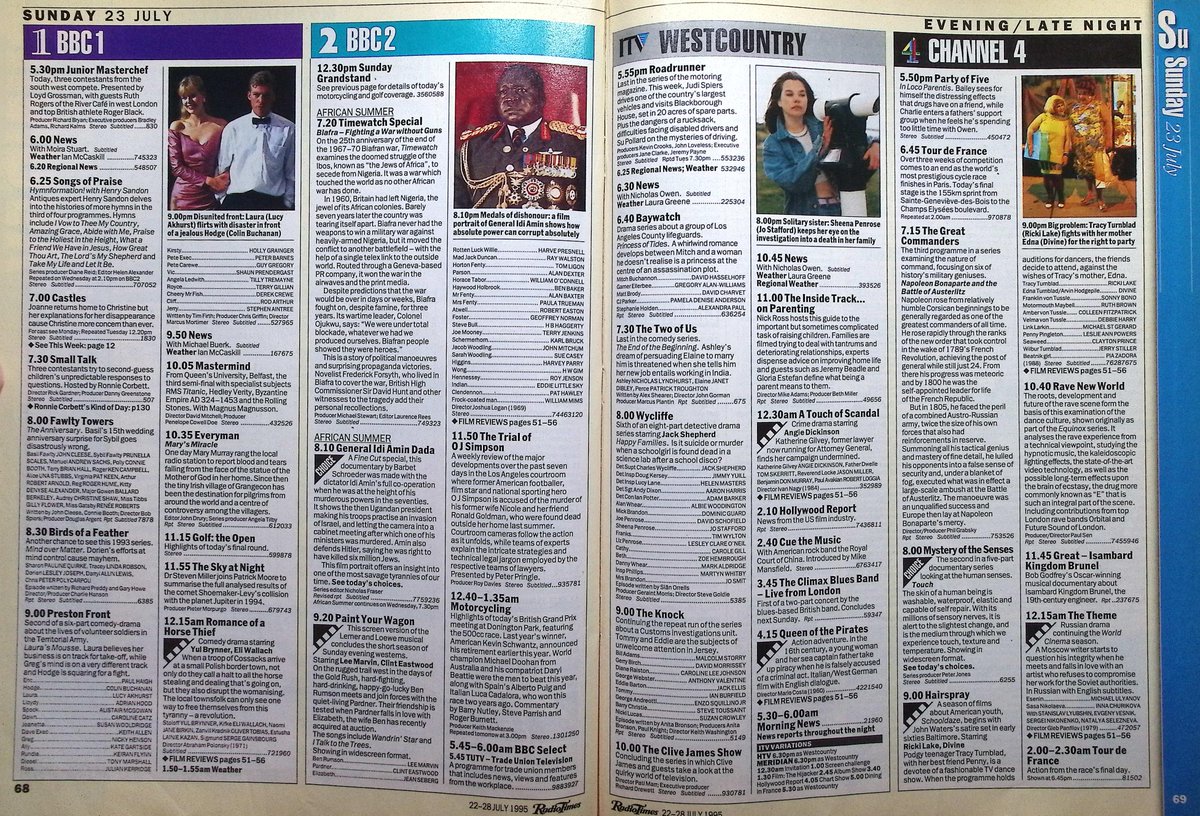 TvDidYouSee's tweet photo. #OnThisDay 23 July 1995 ๐บTV Listings
The O ZONE goes behind the scenes at the latest pop video from #AntAndDec.
#RonnieCorbett hosts SMALL TALK.
Another chance to see #NicholasLyndhurst in THE TWO OF US.
#RikkiLake and #Divine lead the cast of HAIRSPRAY. https://t.co/ldy4nKxCyS