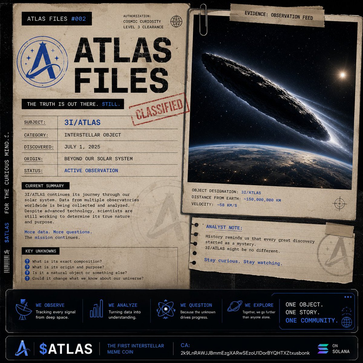 Atlas__CTO's tweet photo. 3I $ATLAS FILES

Every great discovery began as an unanswered question.

3I/ATLAS is still being observed.
The mission continues.

Stay curious - We will rise! 🌌

$ATLAS

CA: 2k9LnRAWJJBmmEzgXARwSEzoU1DorBYQHTXZtxusbonk https://t.co/9uIirtEnB8