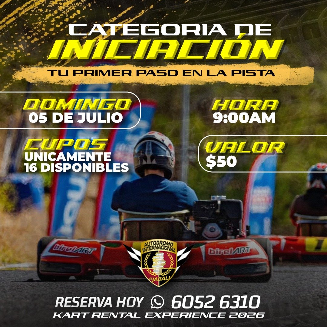 todomotorsv's tweet photo. 🏁🔥 ¡ES TU MOMENTO DE VIVIR LA ADRENALINA EN EL JABALÍ!

¿Siempre has soñado con correr en un autódromo? 🏎️💨 Esta es tu oportunidad de sentir la emoción del automovilismo con la Kart Rental Experience 2026 – Categoría de Iniciación, en el Autódromo Internacional El Jabalí.

🗓️ Domingo 5 de julio
⏰ 9:00 a.m.
💵 Inscripción: $50
🚨 ¡Solo 16 cupos disponibles!

✅ Tu inscripción incluye:
🏁 3 heats en pista con kart incluido.
⛽ Gasolina, consumibles y asistencia mecánica.
📸 Kit de fotografías.
🏆 Premiación si lográs clasificar a la gran final.

⚠️ Requisitos:
✔️ Tener 14 años o más.
✔️ Medir al menos 1.45 m.
✔️ Usar jeans, zapatos cerrados y suéter o chaqueta.

💥 No importa si nunca has corrido, esta experiencia está diseñada para que des tus primeros pasos en un circuito profesional. ¡Reuní a tus amigos y vení a vivir la pasión por la velocidad!