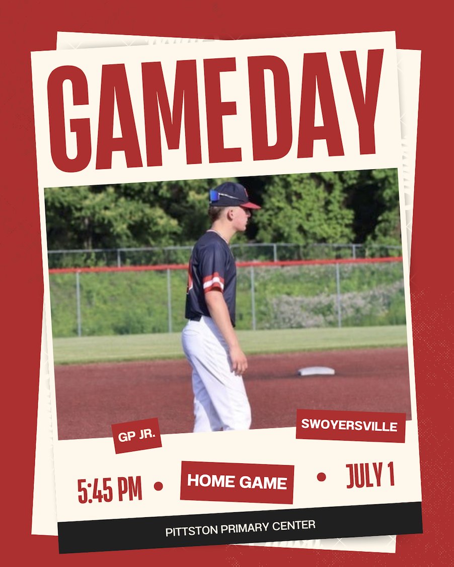 GP_LegionBSB's tweet photo. GAMEDAY ⚾️
GP Jr looks to bounce back with a home game against Swoyersville tonight at 5:45 PM at Pittston Primary Center!
Follow live 📊 on GameChanger!
#RollGP ⚾️ https://t.co/KPDahEnIIM
