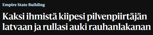 gothammer's tweet photo. Mikä oli reaktiosi, kun kuulit kahden ihmisen kiivenneen pilvenpiirtäjän latvaan? #ihminen #pilvenpiirtäjä #latva https://t.co/C6z6FyrluX