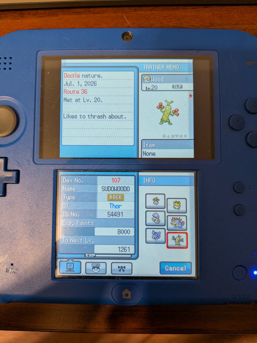 Scarhin0's tweet photo. Shiny Sudowoodo today in 3135 soft resets :3 nice shiny underodds too! 
#shinypokemon #Pokemon #soulsilver https://t.co/4I84LWeYS9
