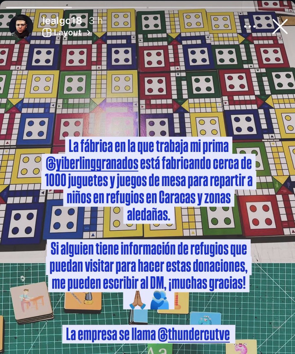 arantxalopezc's tweet photo. La fábrica donde trabaja la prima de un amigo está fabricando juguetes y juegos de mesa para repartir a niños en refugios de Caracas y zonas cercanas.

Por favor avisar (también a @Lealgc18) qué refugios conocen que puedan necesitar estas donaciones. https://t.co/7yIEzxW49z