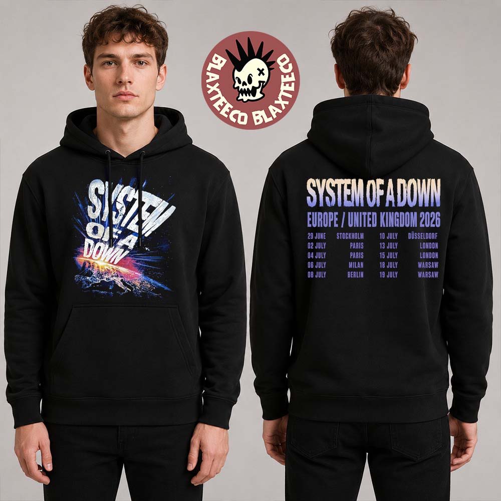 blaxteeco's tweet photo. System Of A Down EU And UK Tour 2026 Merch Official Art With Dates Two Sided T-Shirt Hoodie #SOAD #SystemOfADown
>>> Check it here: https://t.co/V3x33unZL3 https://t.co/Sm0Ejxgvdz