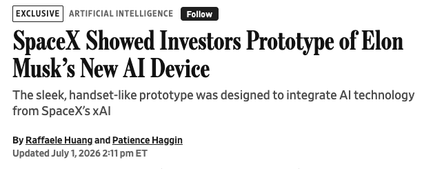 RolfeWinkler's tweet photo. New competition for Apple from @elonmusk https://t.co/KD5vBTLnL0