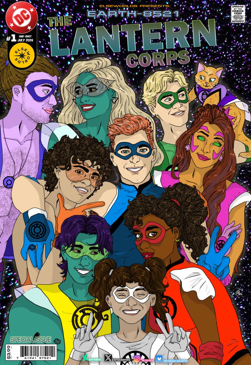 artworkbyrick's tweet photo. Earth-8521 ☆ The Lantern Corps 01 cover #elseworlds #multiverse #lanterncorps #earth8521 #guygardner #whitelantern #greenlantern #redlantern #haljordan #DCcomicsfanart #mockup #transsuperhero #kylerayner #starfire #bluelantern #alanscott https://t.co/kk71uYgiVi