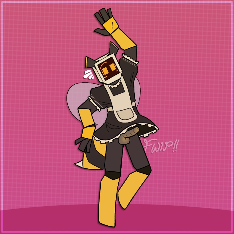 robogrinder's tweet photo. Beebot tries on a maid outfit..
by the amazing @hotbustedsocks ! https://t.co/JCa55KVHmD