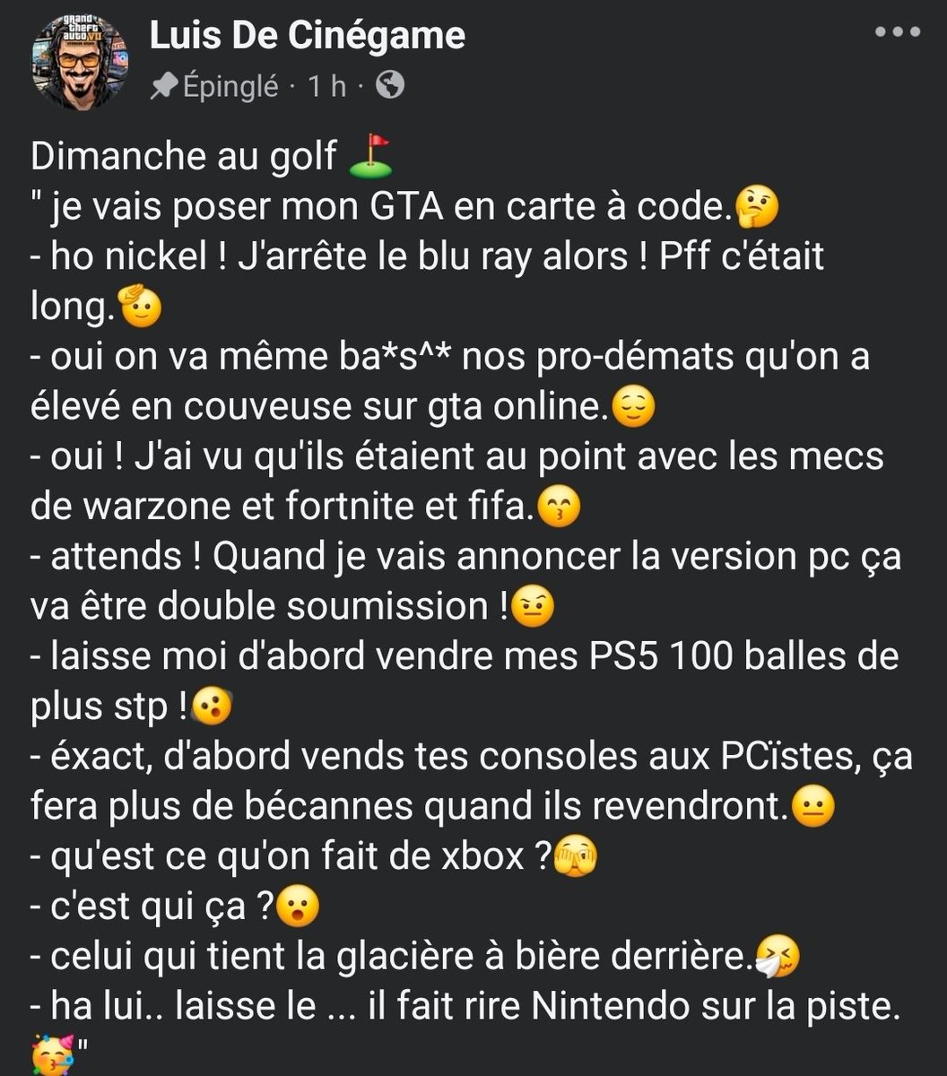 LuisTOTOSS's tweet photo. Tout vient enfin de s'aligner pour bien te faire encul*^.
On y est ! 
Merci @PlayStationFR @PlayStation 
Courage aux boutiques restantes et aux vrais gamers qui ont compris le droit de propriété. les autres votre monde continue de s'effondrer.
@RockstarGames les goats du bizz https://t.co/6G0EoIji3G