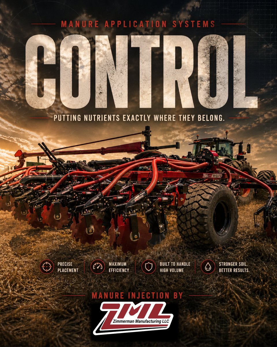 ZimmermanMfgLLC's tweet photo. More acres. Less time.
Better placement every pass.
ZML manure injectors are built from the ground up to handle high gallon applications while maintaining consistent placement and dependable performance.
💬 Got questions? We’ve got solutions.
Give us a call: 319-388-3130 https://t.co/coiG1D22g9