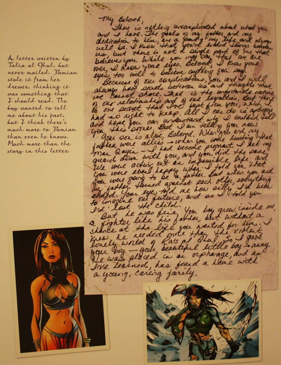 taliacult's tweet photo. "she threw him in my lap" 

this is a letter talia wrote to bruce but never sent, damian stole it and gave it to bruce https://t.co/iHuQffJoGQ