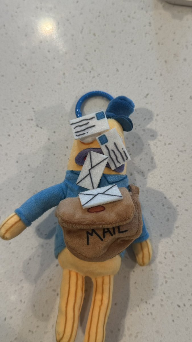 iLoiter's tweet photo. i think my friends only have one goal in life and it’s to see who can make me cry the most 

thank you @KDCOLLECTS for all the cutie things from your vegas trip 🥹 i love you rat, ur stuck with me forever! 

the mailman is my favorite thing because he has real mail in his bag 😭🫶🏼✨