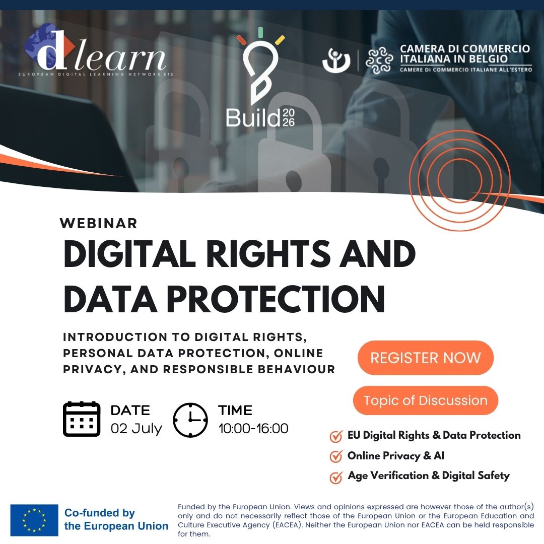 dlearneu's tweet photo. ⏳ Tomorrow is the big day!
https://t.co/W2qZGNsNRd
#BUILD2026 #DLEARN #DigitalRights #DataProtection #OnlinePrivacy #AI #DigitalCitizenship #EuropeanCommission #EDRi #DigitalSkills #Webinar #EUProjects #DigitalTransformation #Innovation #Education #EuropeanUnion https://t.co/iBlkg2keXN
