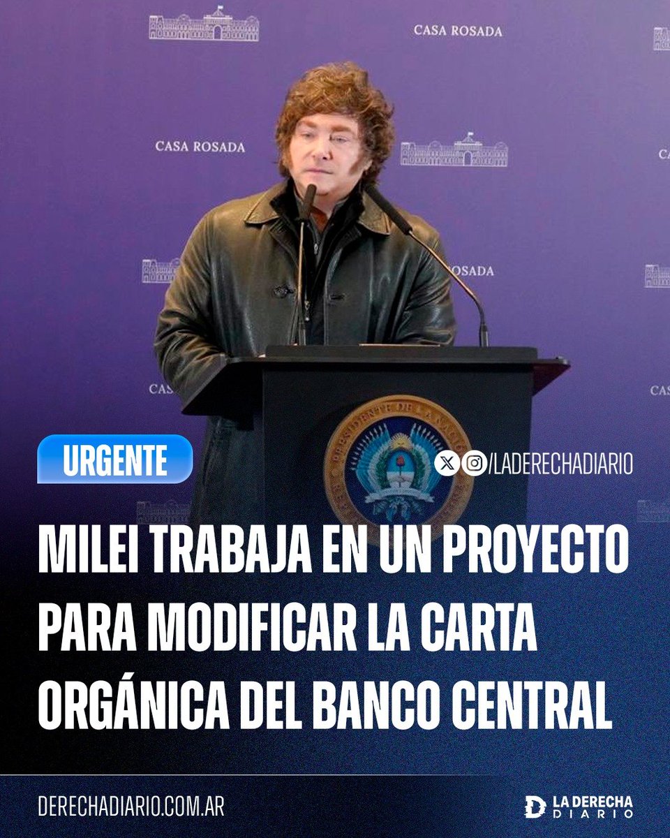 laderechadiario's tweet photo. 🚨🇦🇷 | FIN DE LA MAQUINITA: El presidente Javier Milei trabaja en un proyecto de ley para reformar la Carta Orgánica del Banco Central con el objetivo de blindar el peso contra la inflación, limitar la emisión monetaria para financiar al Tesoro y devolverle independencia a la autoridad monetaria.

La iniciativa busca restablecer como objetivo principal del BCRA la preservación del valor de la moneda, revirtiendo la reforma impulsada por Cristina Kirchner en 2012 que convirtió al Banco Central en una herramienta para financiar el gasto público mediante emisión.