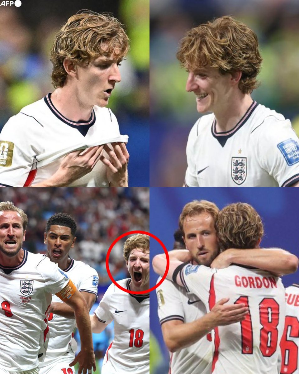 InvictosSomos's tweet photo. Hoy entró de cambio. Hoy le dio otra cara al ataque de la Selección de Inglaterra. Hoy firmó DOBLETE DE ASISTENCIAS en un lapso de 11 minutos. Y sí, hoy fue clave en la remontada ante Congo. Harry Kane acaparará las portadas de forma completamente merecida, pero lo de Anthony Gordon fue FANTÁSTICO. Por eso, en cuanto finalizó el partido, The Hurrikane fue a abrazarlo de inmediato. De pie ante el CAMBIO GANADOR del cuadro inglés. SONRÍEN LOS CULÉS.