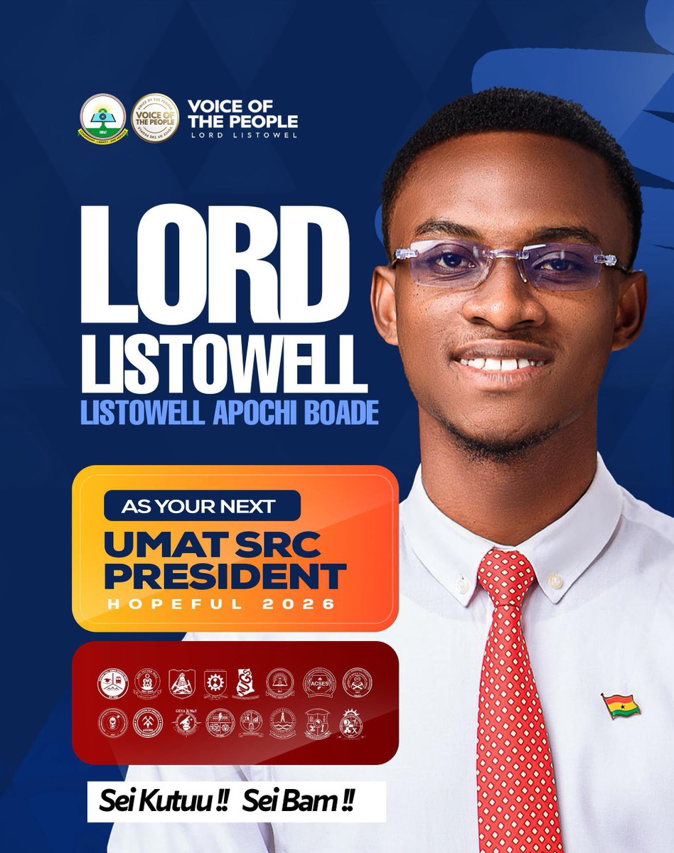 LORDLISTOWELL70's tweet photo. LORD LISTOWELL

UMaT SRC President Hopeful '26'

The standard has been set. The commitment has been shown. The leadership has been proven.

Lord Listowell is ready to serve, ready to lead, and ready to deliver.

VOICE OF THE PEOPLE

SEI KUTUU!! SEI BAM!! https://t.co/5svWgL2fNa