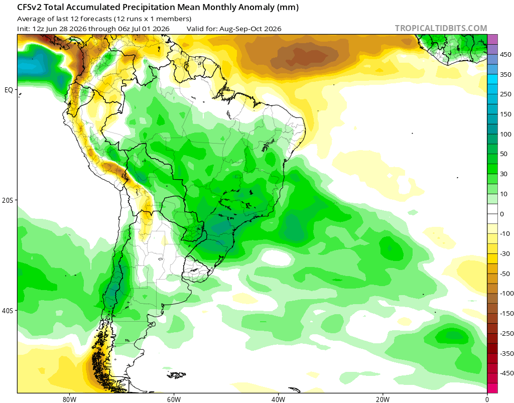 EdoWeatherman's tweet photo. Proyección para julio y próximos meses.

Ya ha iniciado julio y los modelos se van actualizando, con todos mostrando una tendencia clara de lluvias SOBRE LO NORMAL para la zona central, sur de Chile y sectores del norte chico. Esto responde a una señal clara y fuerte de El Niño.
Por último, la Dirección Meteorológica de Chile también proyecta meses lluviosos.

La primera lluvia de julio llega este sábado a la zona central y la próxima semana tendremos más agua, aunque el frío seguirá.