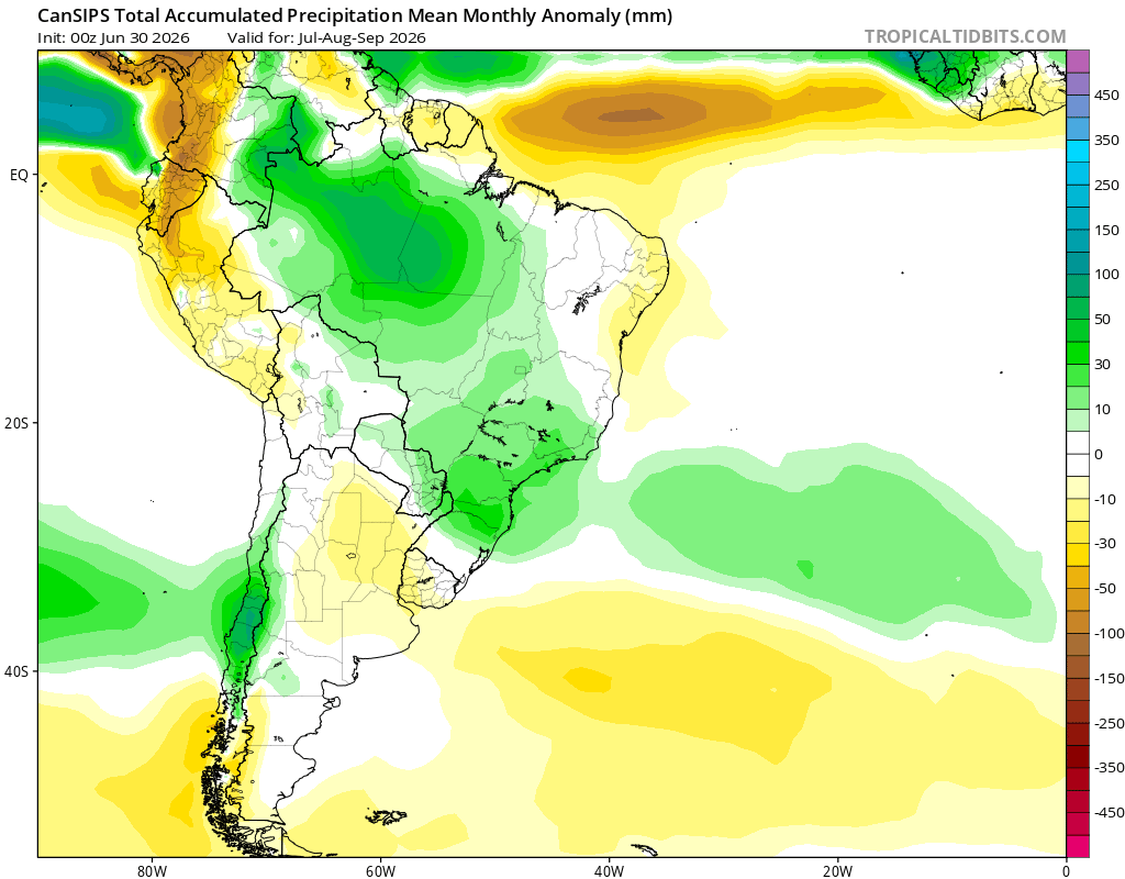 EdoWeatherman's tweet photo. Proyección para julio y próximos meses.

Ya ha iniciado julio y los modelos se van actualizando, con todos mostrando una tendencia clara de lluvias SOBRE LO NORMAL para la zona central, sur de Chile y sectores del norte chico. Esto responde a una señal clara y fuerte de El Niño.
Por último, la Dirección Meteorológica de Chile también proyecta meses lluviosos.

La primera lluvia de julio llega este sábado a la zona central y la próxima semana tendremos más agua, aunque el frío seguirá.