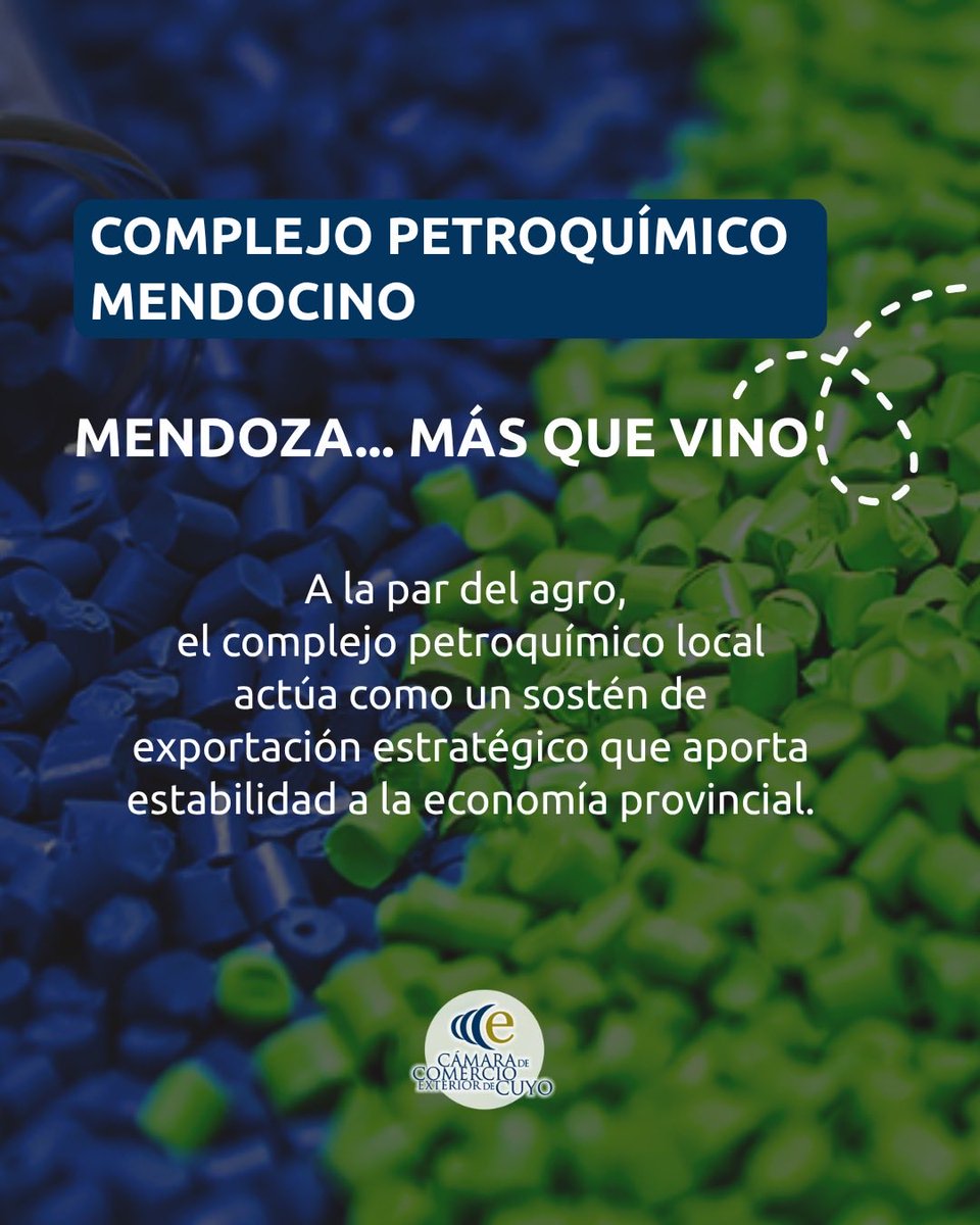 CCECuyo's tweet photo. ¿Sabías que Mendoza es mucho más que vino? 🍷 El complejo petroquímico local exporta polímeros y manufacturas por más de USD 80 millones anuales, consolidándose como un pilar clave de nuestra matriz productiva. 

✍🏼 Va nota: https://t.co/Q8Y5xDJkQR

#CCECuyo #ComexMza https://t.co/FbfxuTpEbv