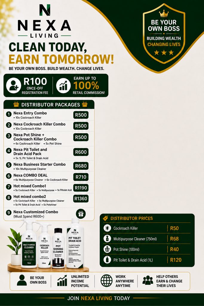 yond28522's tweet photo. I’m an independent distributor that has recently joined Nexa living , A business that sells household cleaning products. I sell the products and also assist people who are interested in joining make an extra income. DM for more details ! https://t.co/mhZ5Srit8J
