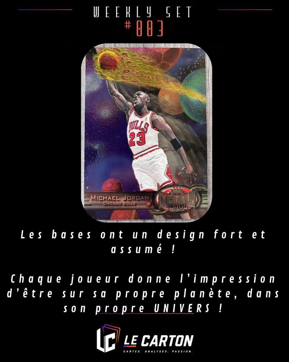 LeCartonFR's tweet photo. WEEKLY-SET #3

1997-98 SKYBOX METAL UNIVERSE 🪐

(Suite en dessous)

#Cartes #Cardsaddict #TheHobby #TradingCards #NBA #BasketballCards https://t.co/Mwgnb9eWk5