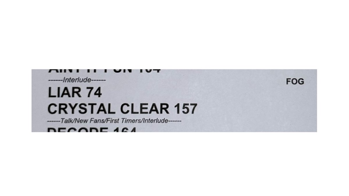 afterlauqhter's tweet photo. just caught this on my tiw tour setlist….. in the fog in the flood beams https://t.co/5LYrd9x9cq