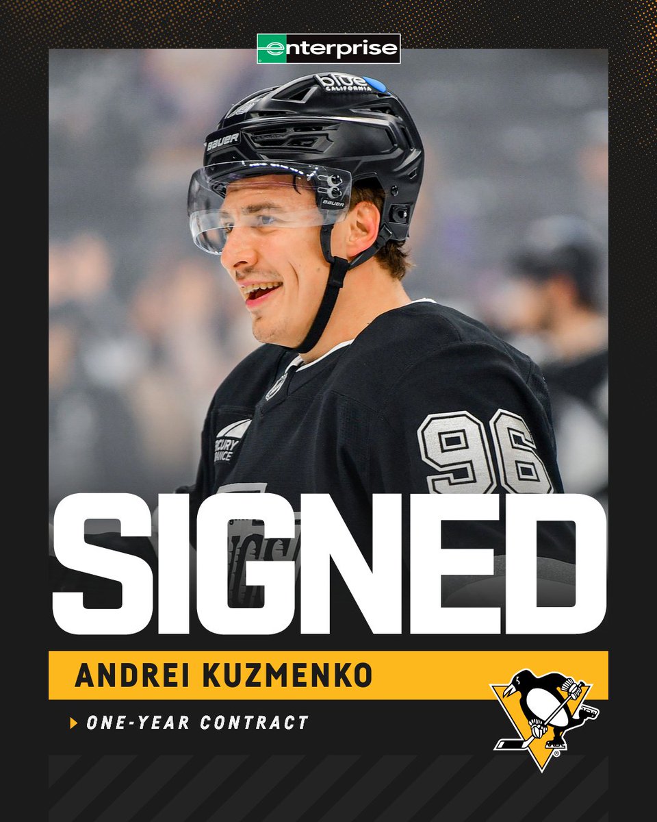 penguins's tweet photo. The Penguins have signed forward Andrei Kuzmenko to a one-year contract.

Details: https://t.co/SOsVM9p9QX https://t.co/cFSjgJfVrO