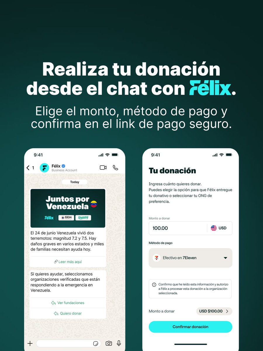 Felixpago's tweet photo. Porque cuando uno de los nuestros nos necesita, los latinos nos movemos juntos. 🇻🇪🤍

Con Félix ahora puedes donar directamente a organizaciones y plataformas verificadas que están respondiendo a la emergencia en Venezuela.

👉 Ingresa aquí para donar: https://t.co/EEK3lH1Kaq

Cada donación llega a quienes más lo necesitan.  Juntos por Venezuela.  

#Félix #TeamRubicon #GEM #Yummy #JuntosWeSucceed