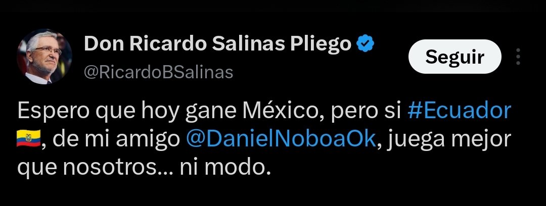 eltemagv's tweet photo. Traducción: "Me vale madres si México gana o pierde, total que el presidente del otro país es muy amigo mío"

Este post resume la visión de @RicardoBSalinas sobre nuestro país

A #LaPerritaDeTrump le da igual si nos va bien o si nos chingan sus amigos criminales

Es un peligro ⚠️ https://t.co/c3bZiO8Bw5