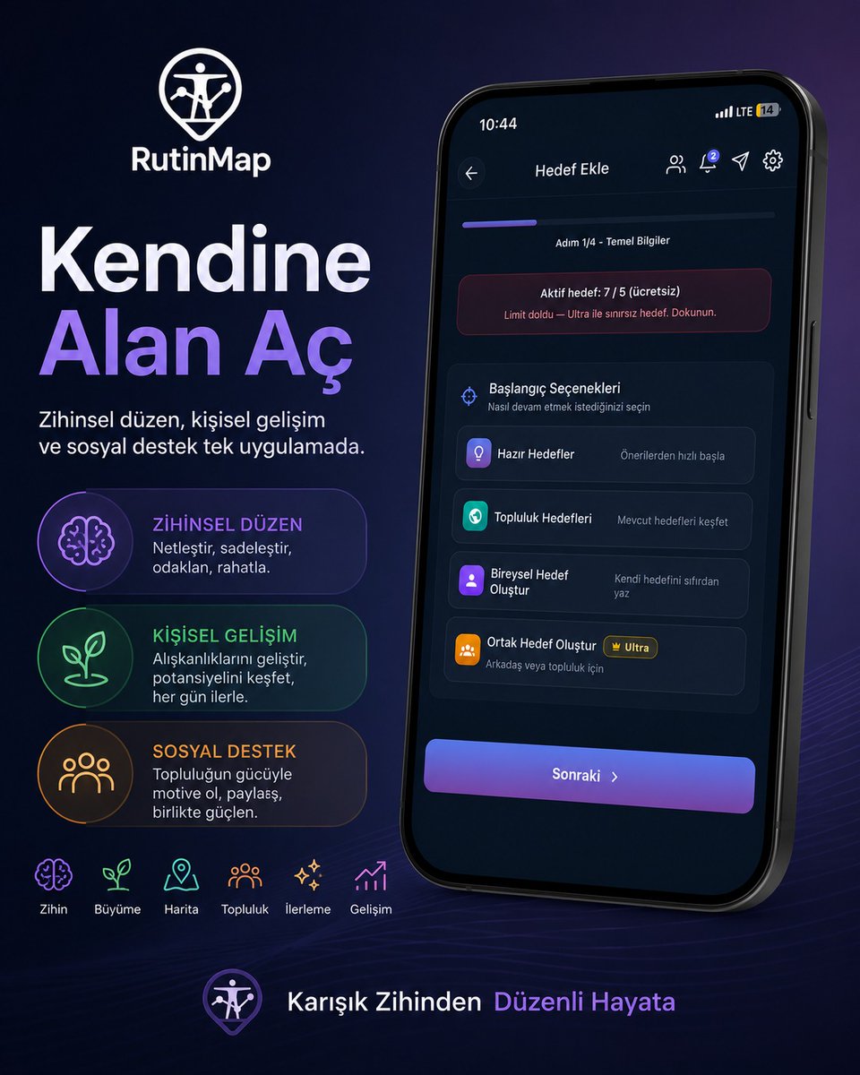 rutinmaptr's tweet photo. Kendine alan aç. ✨

#RutinMap #zihinseldüzen #alışkanlıktakibi #kendinealanaç #mentalclarity https://t.co/TcdaaJBC7h