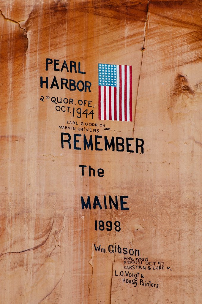 thebradlitton's tweet photo. @Manhattva Fun fact: In Vernal, UT we have Remember the Maine park in memorial of that event with this painted up on the mountain next to it. Pearl Harbor was memorialized along with it later. https://t.co/bJrrs1j3nU