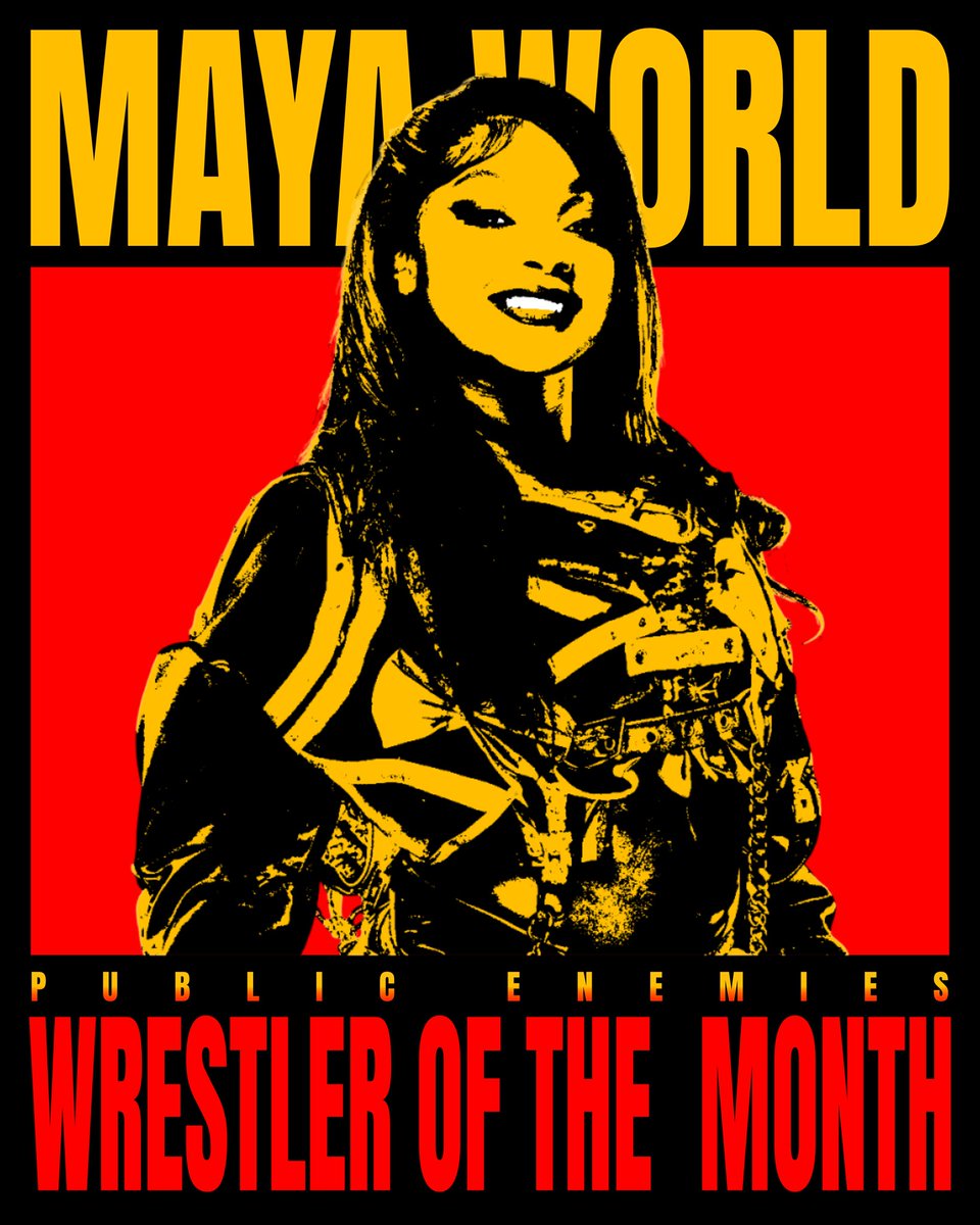 PublicEnemiesHQ's tweet photo. 📆 Here’s our Women’s &amp; Men’s Wrestlers of the Month for June 2026!

🤼‍♀️ Maya World @MayaWorldd (AEW)
🤼 Oba Femi @Obaofwwe (WWE)

Art Direction | @KUJOkev 🎨🤲🏾
#WOTM 🟨 https://t.co/hj3WuHKtGN