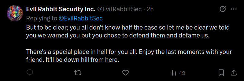 JusticeTentacle's tweet photo. more empty legal threats from the walking L named skyler egert. hes been cosplaying for years and still hasnt accomplished a single thing. how long is he going to keep publicly embarrassing himself like this?  this loser has nothing else going on. zero wins infinite cope https://t.co/dmfasKcnpD