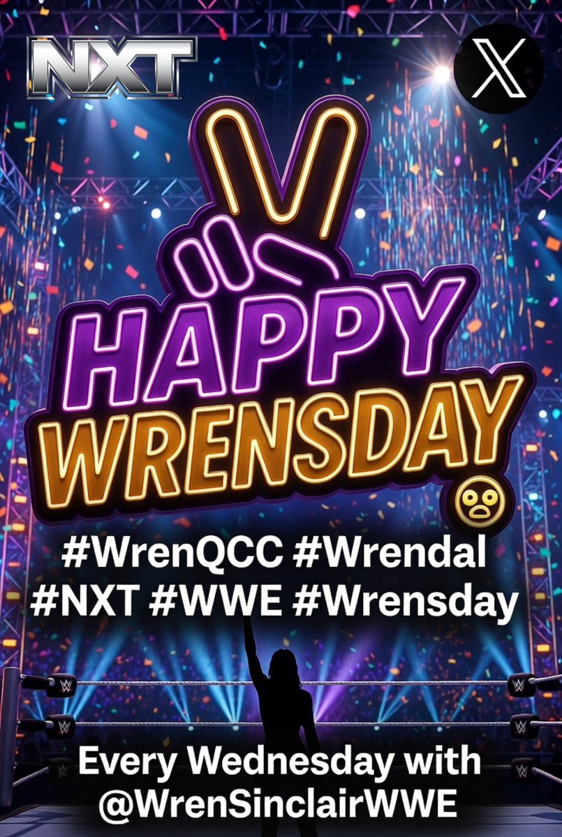 AndyGibsonTV's tweet photo. HAPPY WRENSDAY TO ALL WHO CELEBRATE! 

The first Wrensday with both @WrenSinclairWWE and @KendalGreyWWE as champions in NXT. 

#WrenQCC #Wrendal #NXT #WWE #Wrensday https://t.co/d0DAVrn8Aw