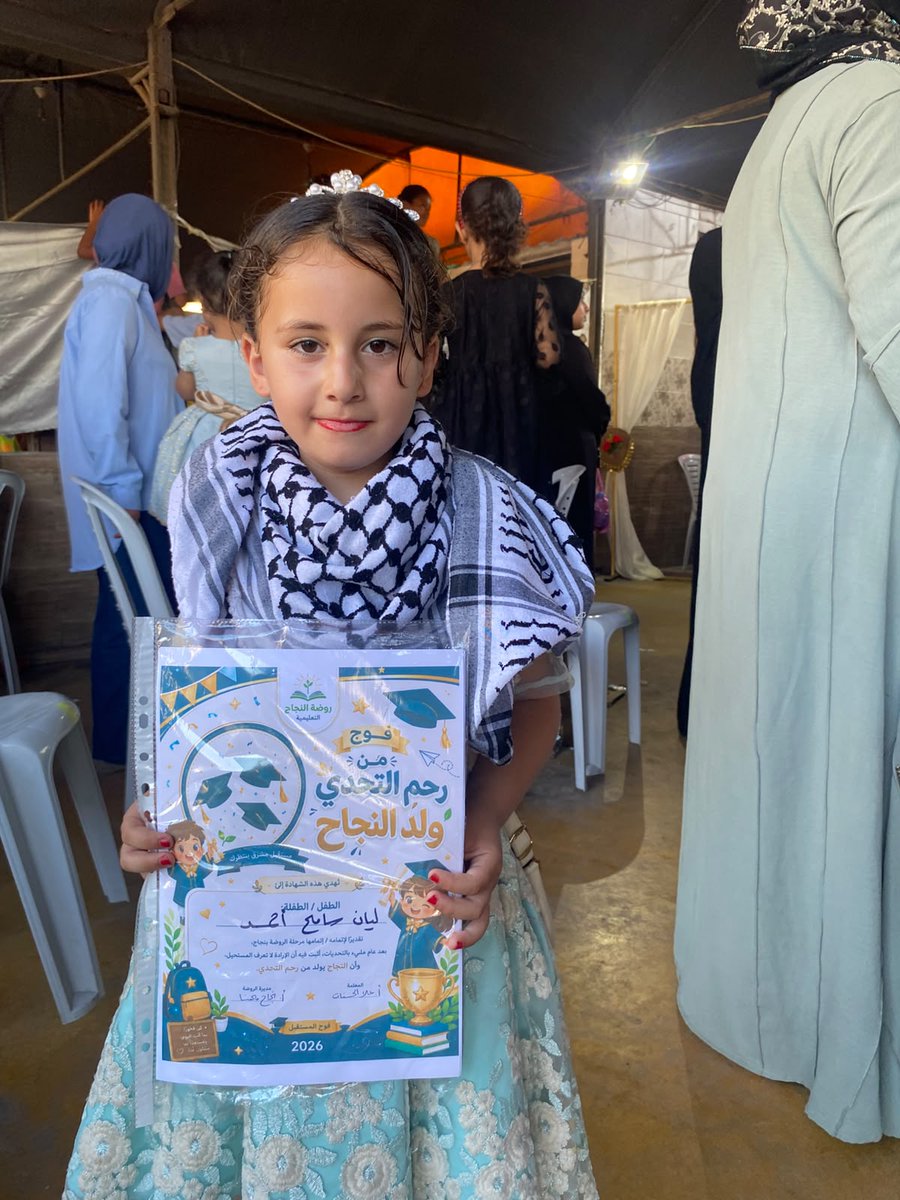 PalPress24's tweet photo. Despite all the hardships, education remains the hope.
Today my daughter Layan graduated from kindergarten. Layan is a survivor of the occupation’s missiles.

I am proud of you, Layan, and I wish you a better future despite all the difficult circumstances we are living through in Gaza.