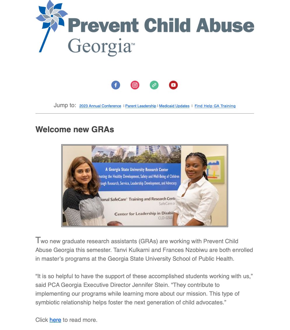 PCAGeorgia's tweet photo. Seeking sponsors + exhibitors for 2026 Georgia Conference on Child Abuse and Neglect - https://t.co/ihaiNvi8id https://t.co/KjBVbzrB8b