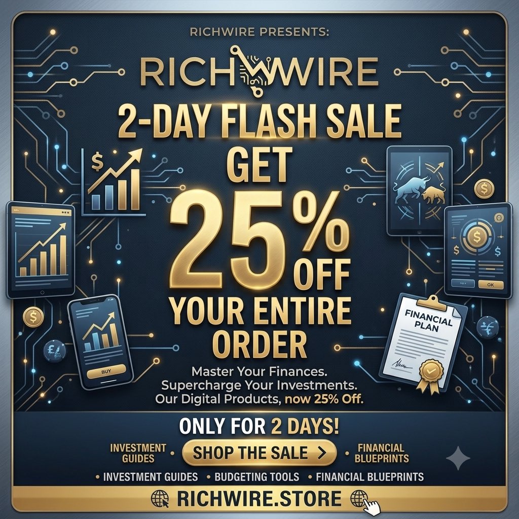 RichWireStore's tweet photo. ⚡ 2 DAYS ONLY! ⚡

Ready to master your money and supercharge your investments? Get 25% OFF your entire order on all Richwire products.

Don't wait—the clock is ticking! 👇
🔗 https://t.co/G8wyVv5ZcH
.
.
.
#PersonalFinance #Investing #WealthBuilding #RichWire https://t.co/iEdQwbpAOb