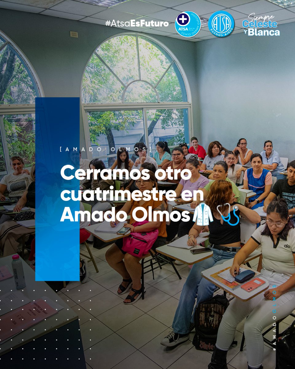 AtsaBsAs's tweet photo. Se termina el primer cuatrimestre del 2026 en nuestra escuela de enfermería. Juntxs hemos adquirido conocimientos esenciales para seguir formándonos en enfermería. 🩺

💙Desde nuestro sindicato y la escuela, felicitamos a todxs lxs alumnos que cursaron y son parte de nuestra escuela. Nos enorgullece que puedan acceder a una educación integral y de calidad💪

#ATSA #Sanidad #EscuelaDeEnfermeria #AmadoOlmos #Enfermeria
