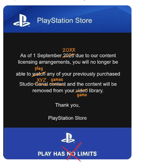 MoneyLobster's tweet photo. @mysk_co @PlayStation You forgot to cross out the "NO" in, NO LIMITS https://t.co/54h0aPan7c