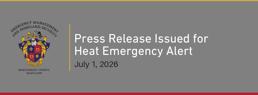 ReadyMontgomery's tweet photo. Montgomery County has issued a Heat Emergency Alert. View the press release for updates on cooling centers, July 4th celebration changes, adjusted fireworks times, safety reminders, transportation options, and services for vulnerable residents.

More Info: https://t.co/fhEwgaJcu0 https://t.co/e6UHTJvpLj