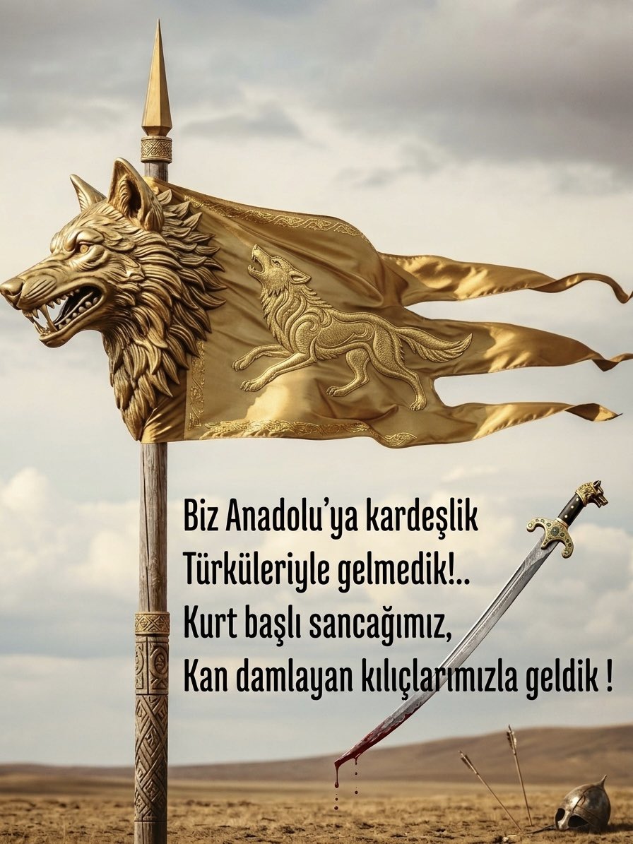Turk_Kaganligi's tweet photo. Biz Anadolu'ya kardeşlik Türküleriyle gelmedik.. 
'Kurt başlı sancağımız', kan damlayan kılıçlarımızla geldik ! https://t.co/IMBr3eGjFF