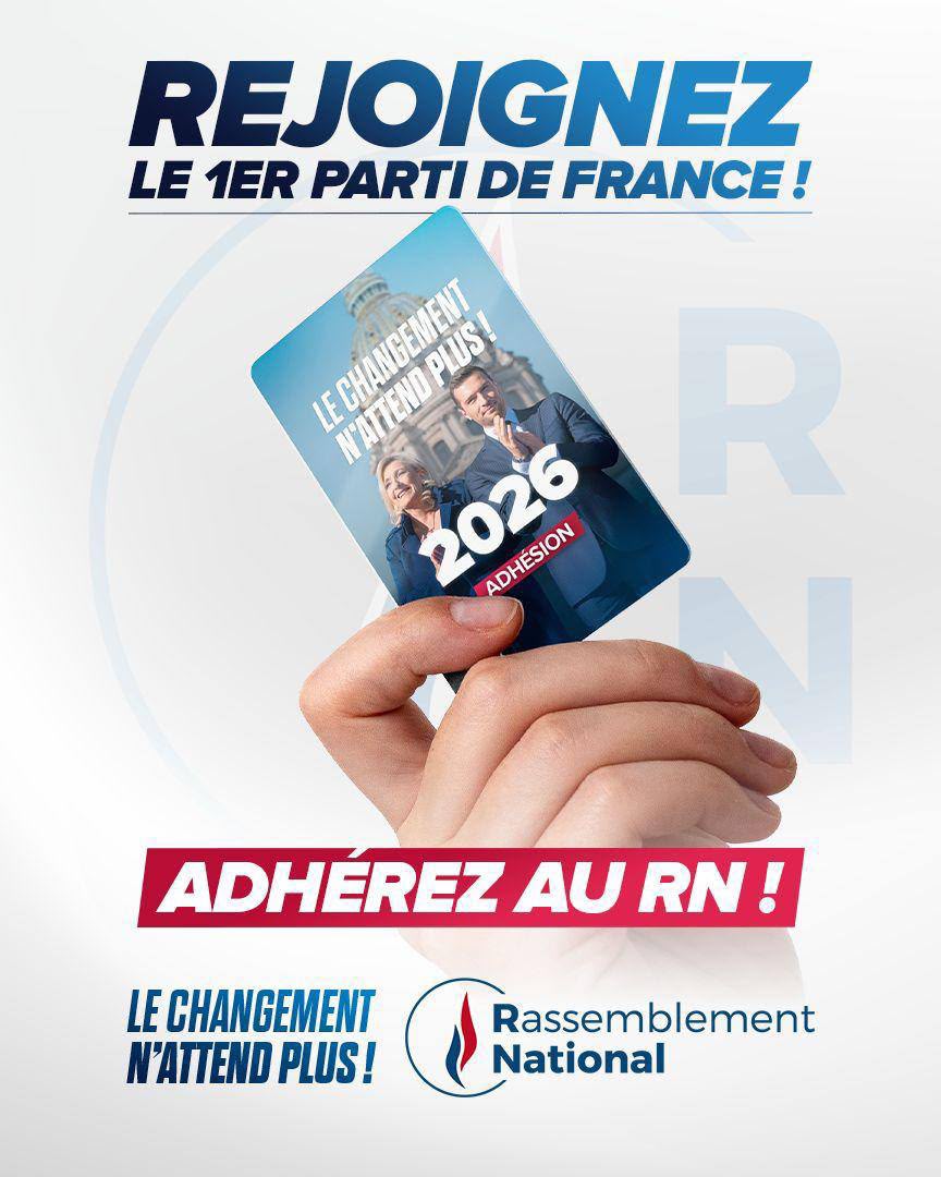 RNational_off's tweet photo. 🔵 Premier parti de France, le Rassemblement National rassemble tous ceux qui veulent redonner à notre pays sa souveraineté, sa puissance et son destin.

Avec Marine Le Pen et Jordan Bardella, nous sommes prêts à assumer les responsabilités pour engager l'alternance au service de la France.

🇫🇷 Rejoignez-nous : https://t.co/1frcZRI6l8

#LeGrandEntretien
