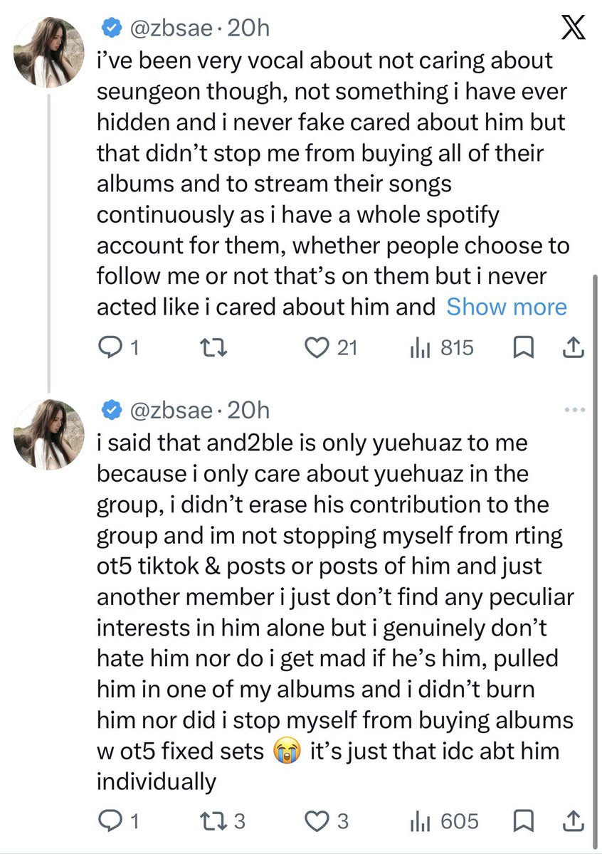bae_hyeonsoo's tweet photo. I hope people can stop following this account for fake activism and all the other shit they do but one thing I want to be clear on…you literally can’t have and2ble in your bio or say you stan the GROUP if you don’t care about ALL 5 of them.

All 5 are named yuehuaz too haahah https://t.co/lBPAgoNE6r