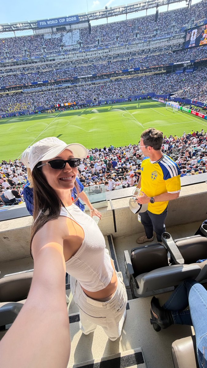 nindobrre's tweet photo. Nina Dobrev at the FIFA World Cup 2026 match between France and Sweden on (06.30) in New York https://t.co/AsqaRGsuzo