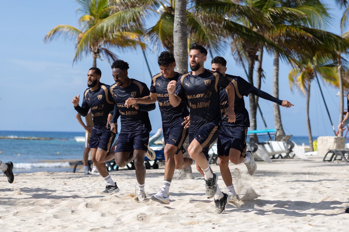 PumasMX's tweet photo. Sesión matutina en la playa 🏝️ 🌊🏃‍♂️

Trabajo físico de resistencia y fuerza 💪 💙 

#UnidosPorLaHistoria https://t.co/HZHQHiyPiB