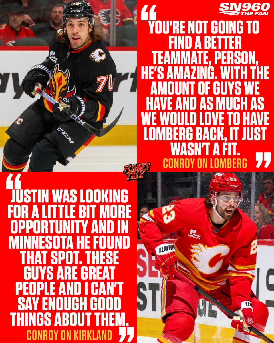 Sportsnet960's tweet photo. 🏒 New opportunities for a pair of fan favourites.

#Flames GM Craig Conroy joined @Fan960Steinberg &amp; @Fan960Logan on #Flames Talk after Ryan Lomberg signed in Columbus and Justin Kirkland signed with Minnesota.

LISTEN: https://t.co/wGK18QJWhV https://t.co/u3DXwSXUSQ