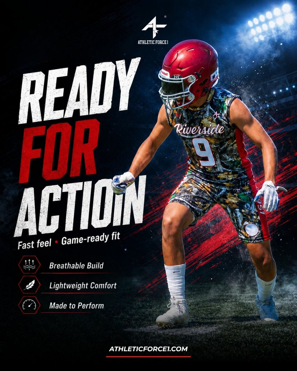 Athleticforce1's tweet photo. 🏈 Ready for action. Built to perform.

Lightweight, breathable, and game-day ready for every athlete.

#AthleticForce1 #ReadyForAction #FootballUniforms #GameDayReady #PerformanceWear #FootballGear #CustomSportswear https://t.co/GuY63bSoZJ