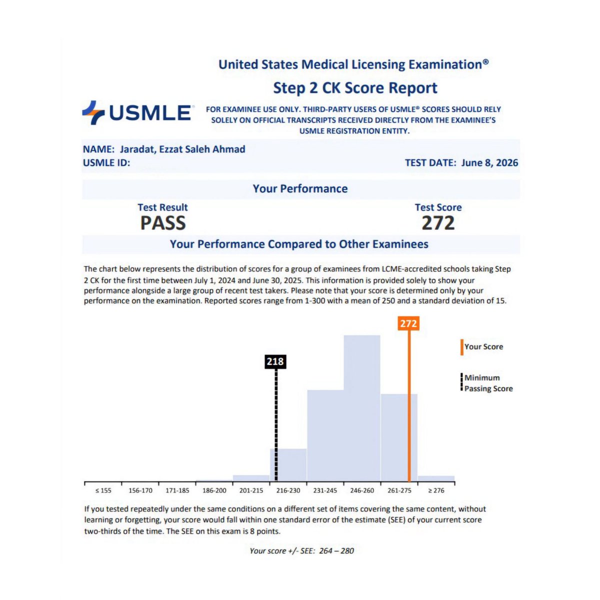 EzzatSJ's tweet photo. I have successfully passed my USMLE Step 2 with a score of 272! And got accepted as a resident in ophthalmology!

Officially PGY1 in opthalmology🥳
Alhamdulillah https://t.co/aqefDNEtzt