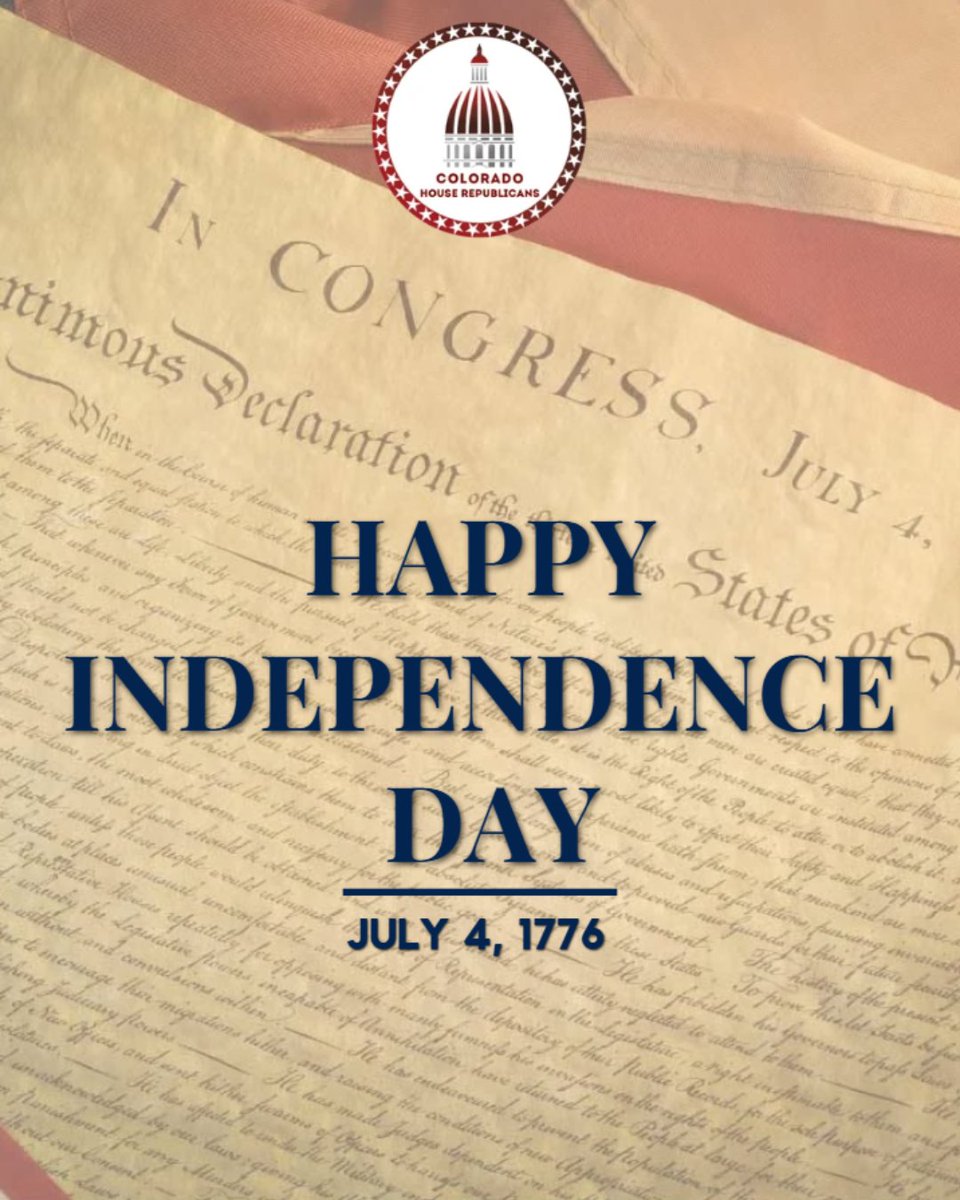 COHouseGOP's tweet photo. Today we celebrate 250 years of American freedom and the truths of life, liberty, and the pursuit of happiness that our great nation was built upon. 

Happy Independence Day!🇺🇸🇺🇸
#ProudAmerican 
#freedom https://t.co/6E5j5fXplN