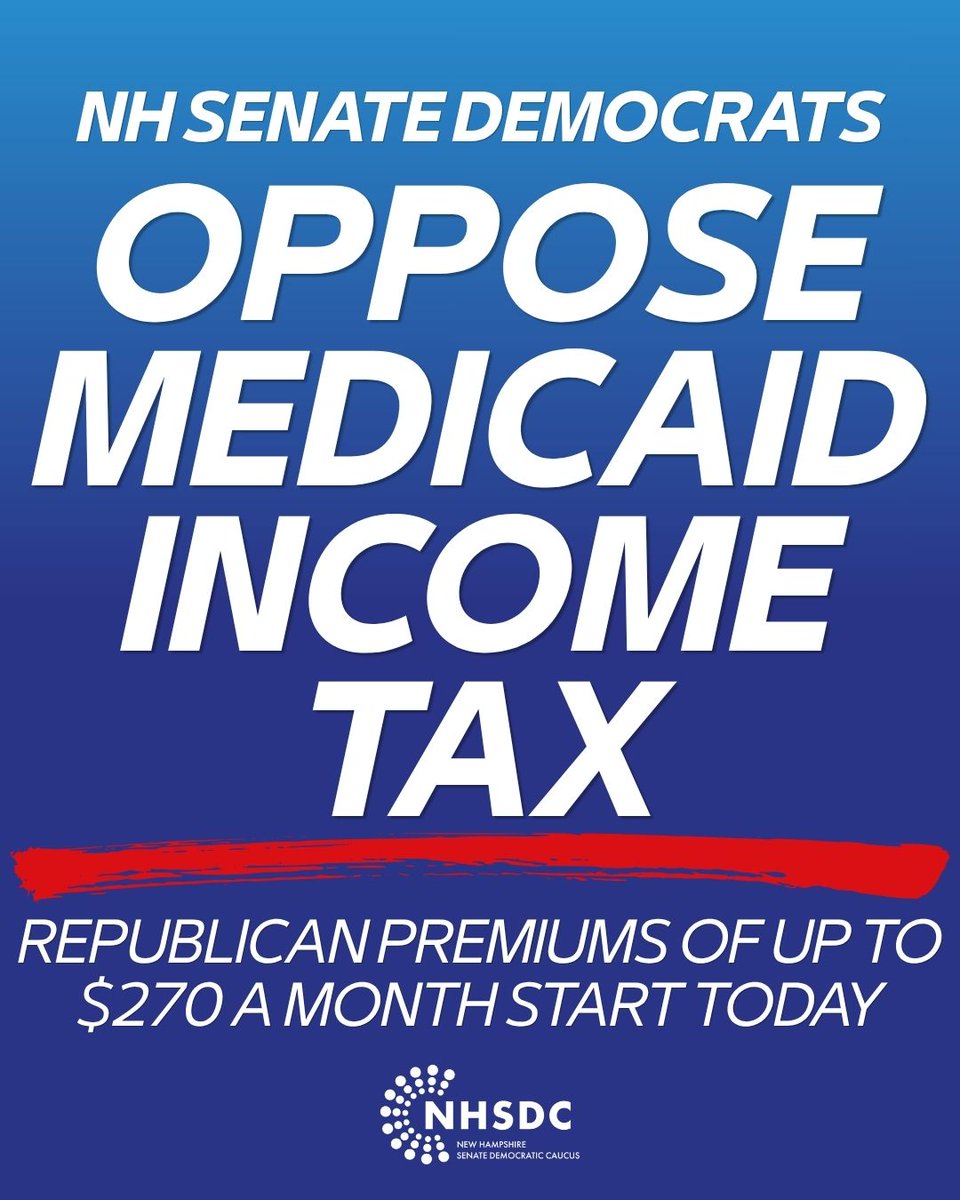 NHSenateDems's tweet photo. An estimated 20,000 Granite Staters on Medicaid are now being forced to pay up to $270 per month in new premiums that Republicans imposed. Senate Democrats introduced a bill to eliminate those premiums and cap out-of-pocket health care costs. Republicans voted no. #NHPolitics https://t.co/7dXThvBQZA