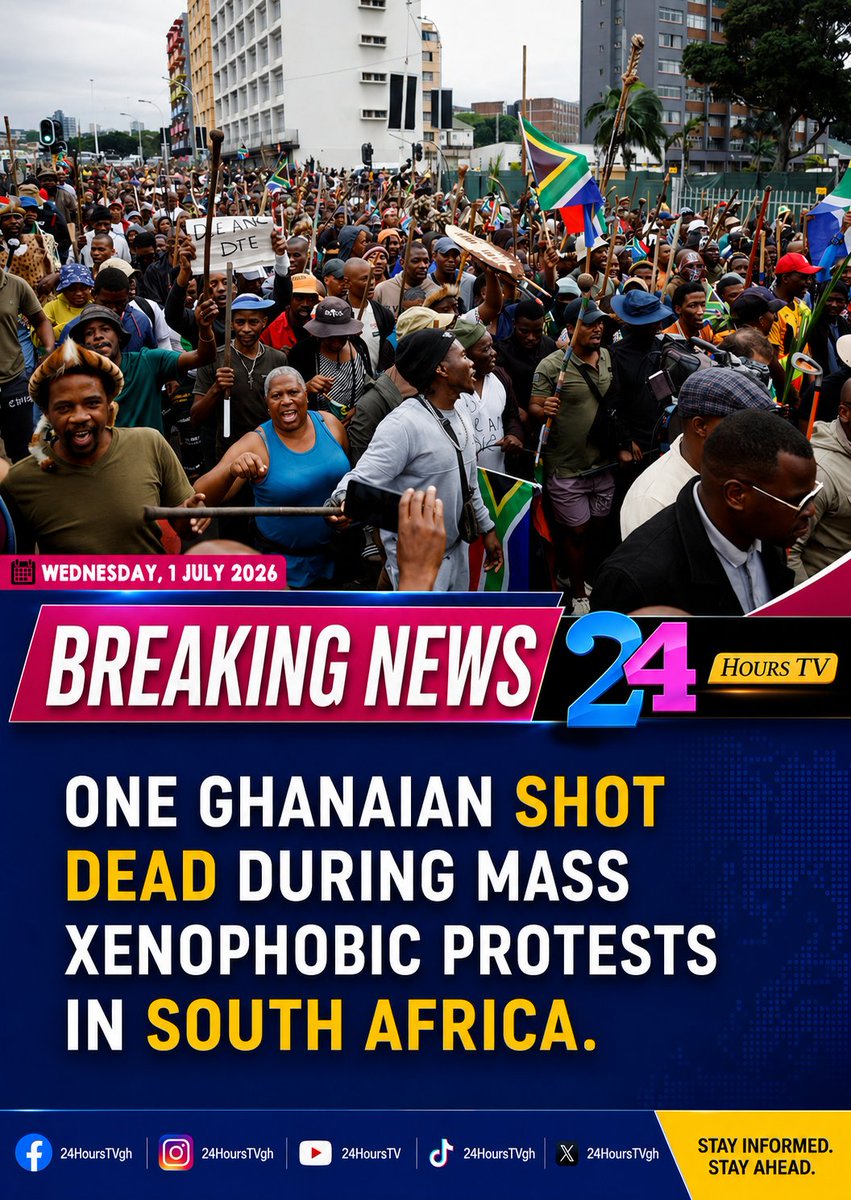24HoursTVgh's tweet photo. One Ghanaian sh0t d3ad during mass xenophobic protests in South Africa https://t.co/ZeT35sJPPJ